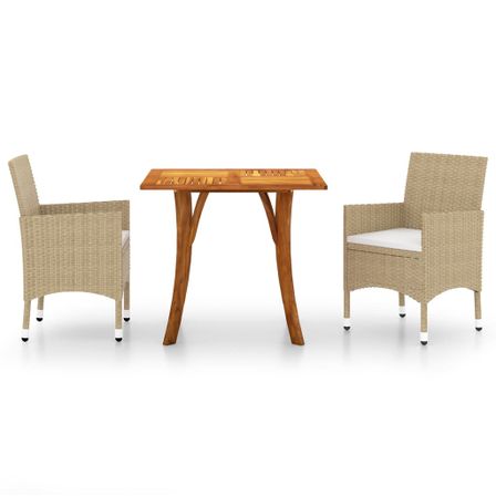 Ensemble de salle à manger de jardin 3 pcs Beige 6