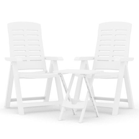 Ensemble de salle à manger de jardin 3 pcs Blanc Polypropylène