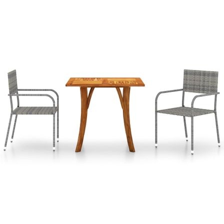 Ensemble de salle à manger de jardin 3 pcs Gris 5