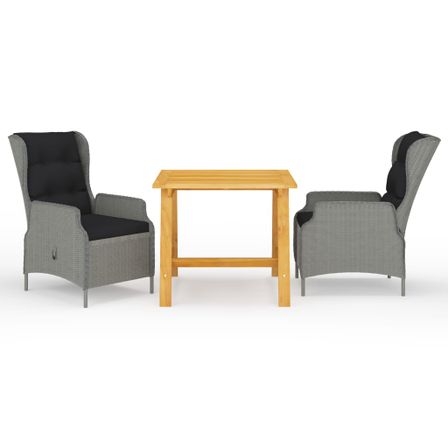 Ensemble de salle à manger de jardin 3 pcs Gris clair 6