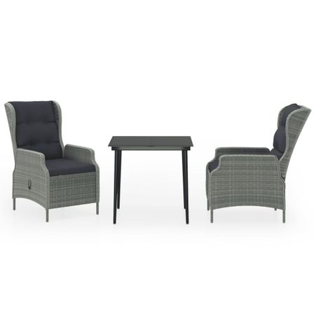 Ensemble de salle à manger de jardin 3 pcs Gris clair