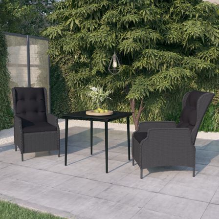 Ensemble de salle à manger de jardin 3 pcs Gris foncé