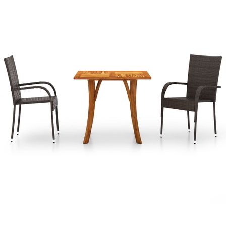 Ensemble de salle à manger de jardin 3 pcs Marron 25