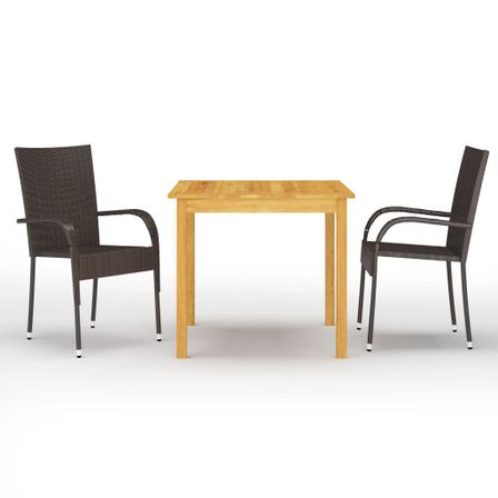 Ensemble de salle à manger de jardin 3 pcs Marron 8
