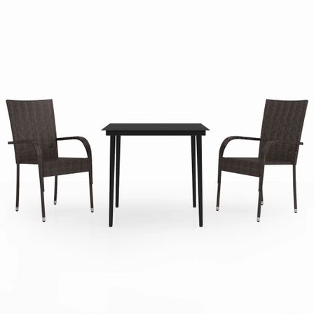 Ensemble de salle à manger de jardin 3 pcs Marron et noir