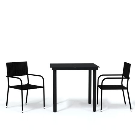 Ensemble de salle à manger de jardin 3 pcs Noir 9