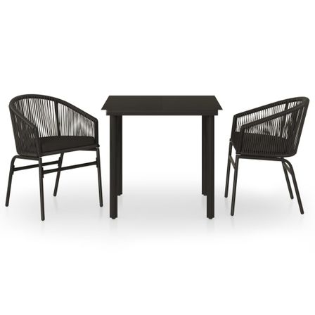 Ensemble de salle à manger de jardin 3 pcs Noir 11