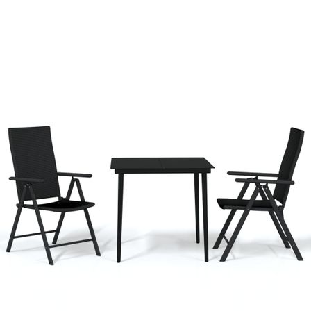 Ensemble de salle à manger de jardin 3 pcs Noir 7
