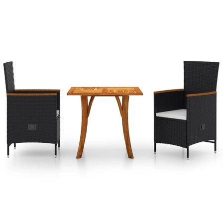 Ensemble de salle à manger de jardin 3 pcs Noir 75