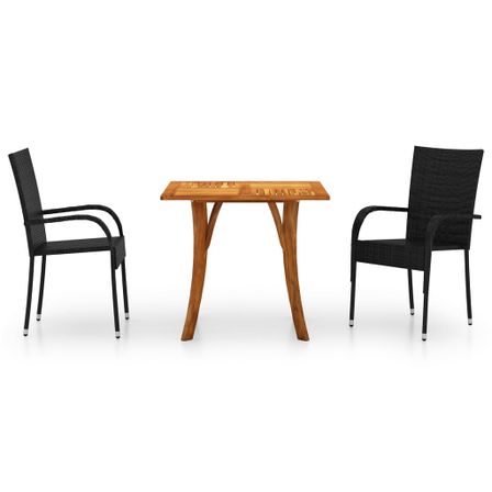 Ensemble de salle à manger de jardin 3 pcs Noir 77