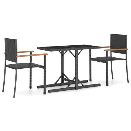 Ensemble de salle à manger de jardin 3 pcs Noir 57