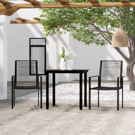 Ensemble de salle à manger de jardin 3 pcs Noir
