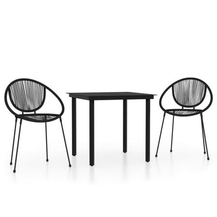 Ensemble de salle à manger de jardin 3 pcs Noir 18