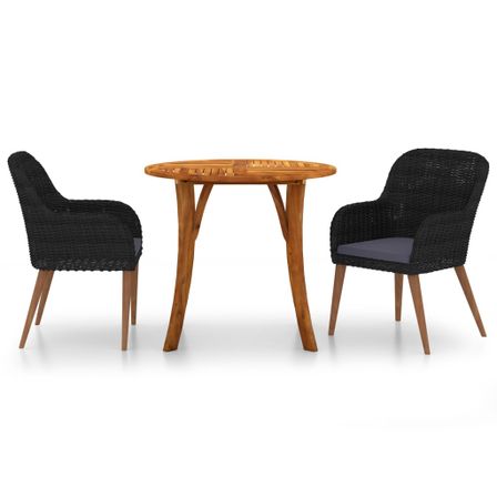 Ensemble de salle à manger de jardin 3 pcs Noir 65