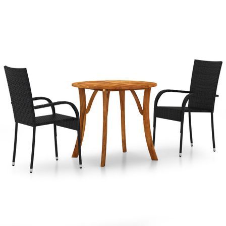 Ensemble de salle à manger de jardin 3 pcs Noir 32