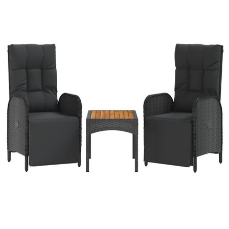 Ensemble de salle à manger de jardin 4 pcs avec coussins noir
