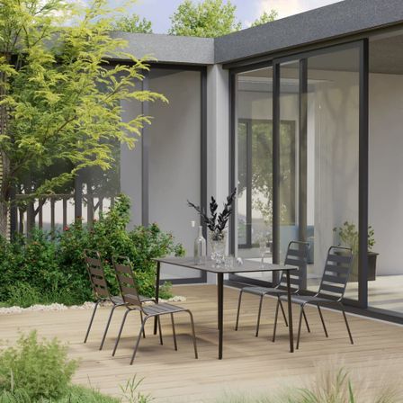 Ensemble de salle à manger de jardin 5 pcs Acier Gris foncé