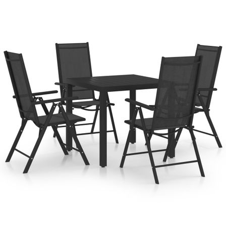 Ensemble de salle à manger de jardin 5 pcs Aluminium Noir 4