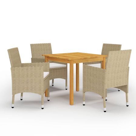 Ensemble de salle à manger de jardin 5 pcs Beige 5