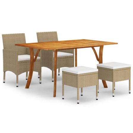 Ensemble de salle à manger de jardin 5 pcs Beige