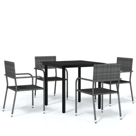 Ensemble de salle à manger de jardin 5 pcs Gris 15