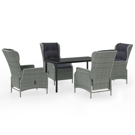 Ensemble de salle à manger de jardin 5 pcs Gris clair 2