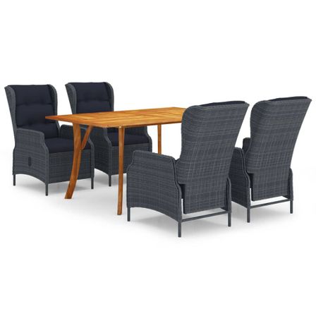 Ensemble de salle à manger de jardin 5 pcs Gris foncé 5