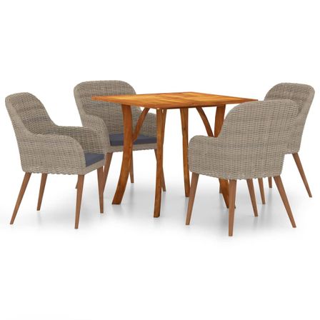 Ensemble de salle à manger de jardin 5 pcs Marron 68