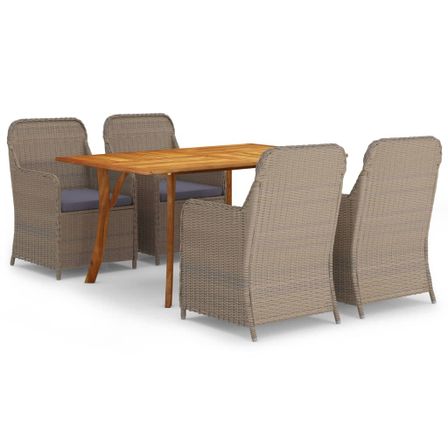 Ensemble de salle à manger de jardin 5 pcs Marron 60