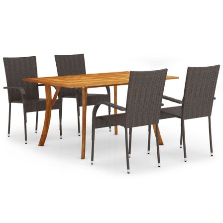 Ensemble de salle à manger de jardin 5 pcs Marron 59