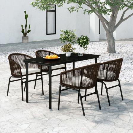 Ensemble de salle à manger de jardin 5 pcs Marron