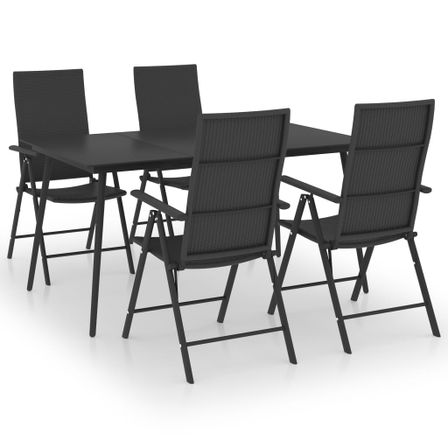 Ensemble de salle à manger de jardin 5 pcs Noir 59