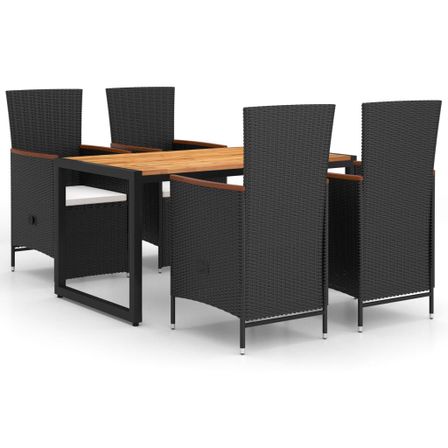 Ensemble de salle à manger de jardin 5 pcs Noir 112