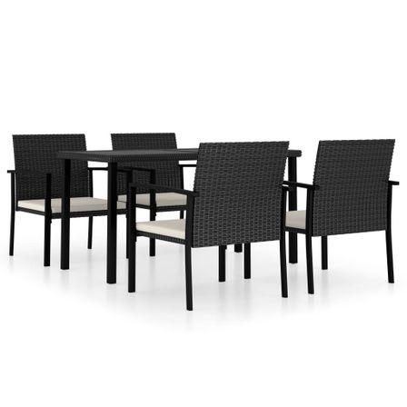Ensemble de salle à manger de jardin 5 pcs Résine tressée Noir 10