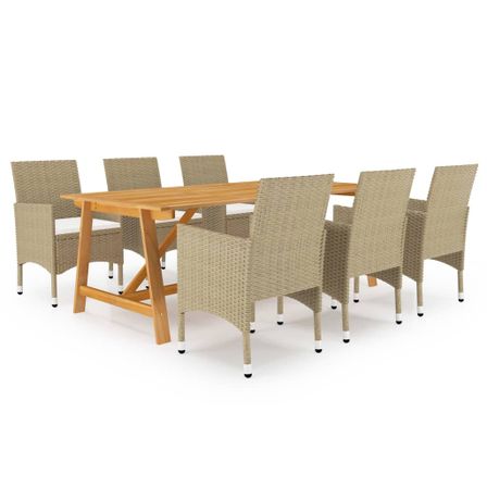 Ensemble de salle à manger de jardin 7 pcs Beige 10