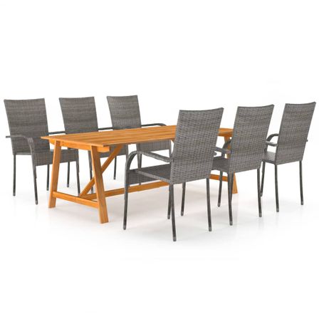 Ensemble de salle à manger de jardin 7 pcs Gris 47