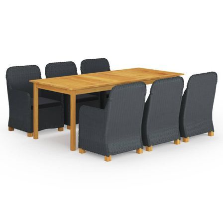 Ensemble de salle à manger de jardin 7 pcs Gris foncé 15