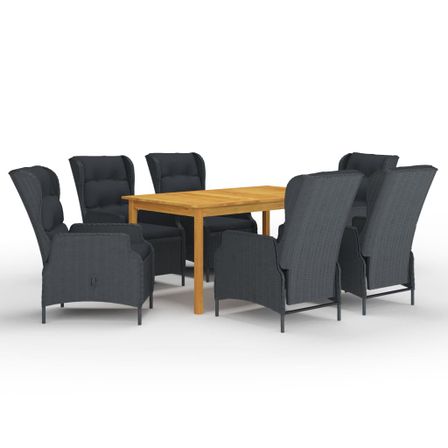 Ensemble de salle à manger de jardin 7 pcs Gris foncé 8