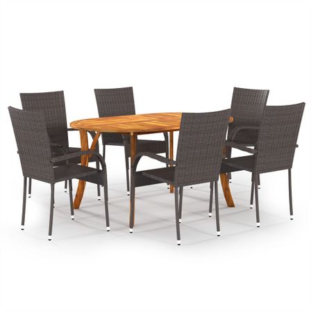 Ensemble de salle à manger de jardin 7 pcs Marron 35