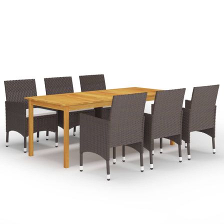 Ensemble de salle à manger de jardin 7 pcs Marron 19