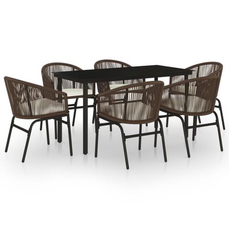 Ensemble de salle à manger de jardin 7 pcs Marron 8