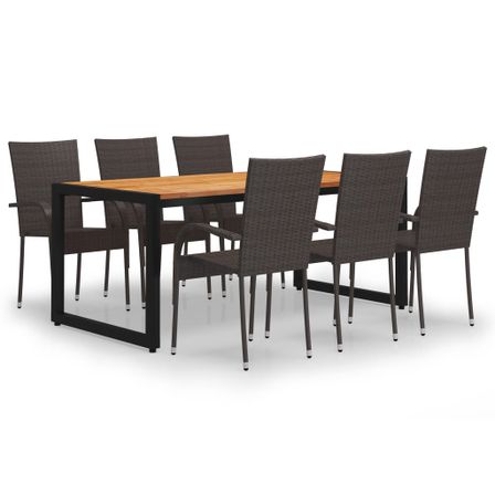 Ensemble de salle à manger de jardin 7 pcs Marron 25