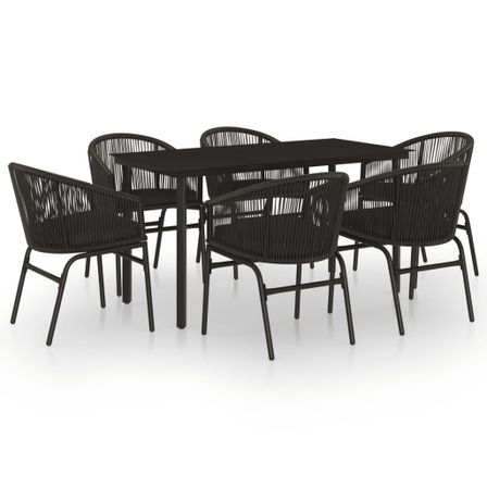 Ensemble de salle à manger de jardin 7 pcs Noir 27