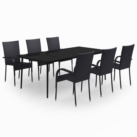 Ensemble de salle à manger de jardin 7 pcs Noir 33