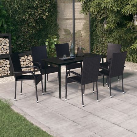 Ensemble de salle à manger de jardin 7 pcs Noir 29