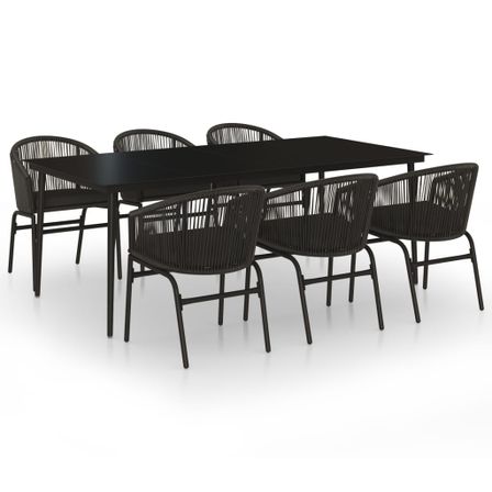 Ensemble de salle à manger de jardin 7 pcs Noir 24