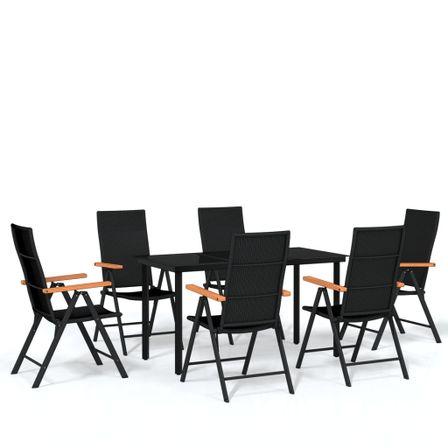 Ensemble de salle à manger de jardin 7 pcs Noir 19