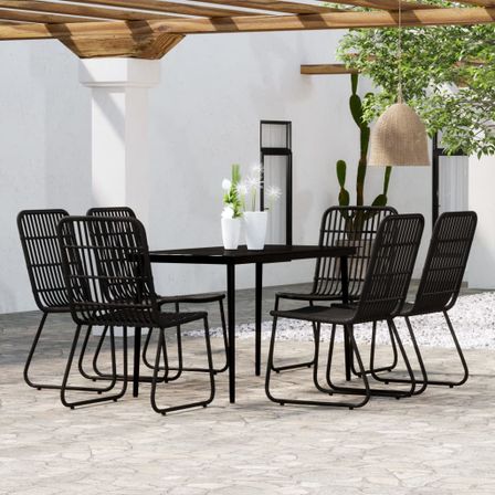 Ensemble de salle à manger de jardin 7 pcs Noir 10