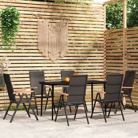 Ensemble de salle à manger de jardin 7 pcs Noir 15
