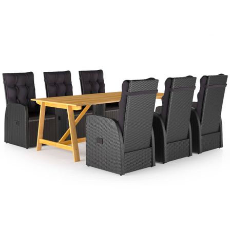 Ensemble de salle à manger de jardin 7 pcs Noir 122